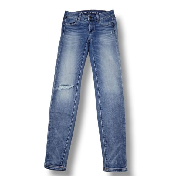 American Eagle Jeans Size 0 American Eagle Outfitters Super Stretch Jegging Blue - Picture 1 of 7